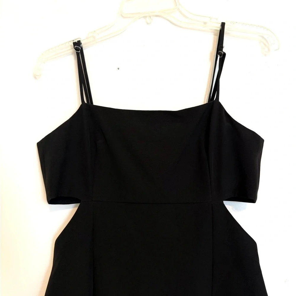 Gianni Bini Black Cutout Sheath Dress Size 6 Spaghetti Strap Midi Bodycon - Picture 3 of 8